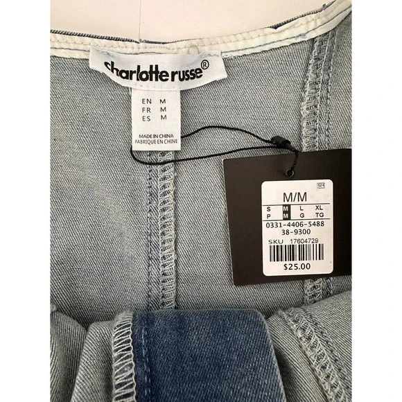 Charlotte Russe Denim Jumper NWT Sleeveless Lightwash Catsuit Jumpsuit Size M - Picture 7 of 13